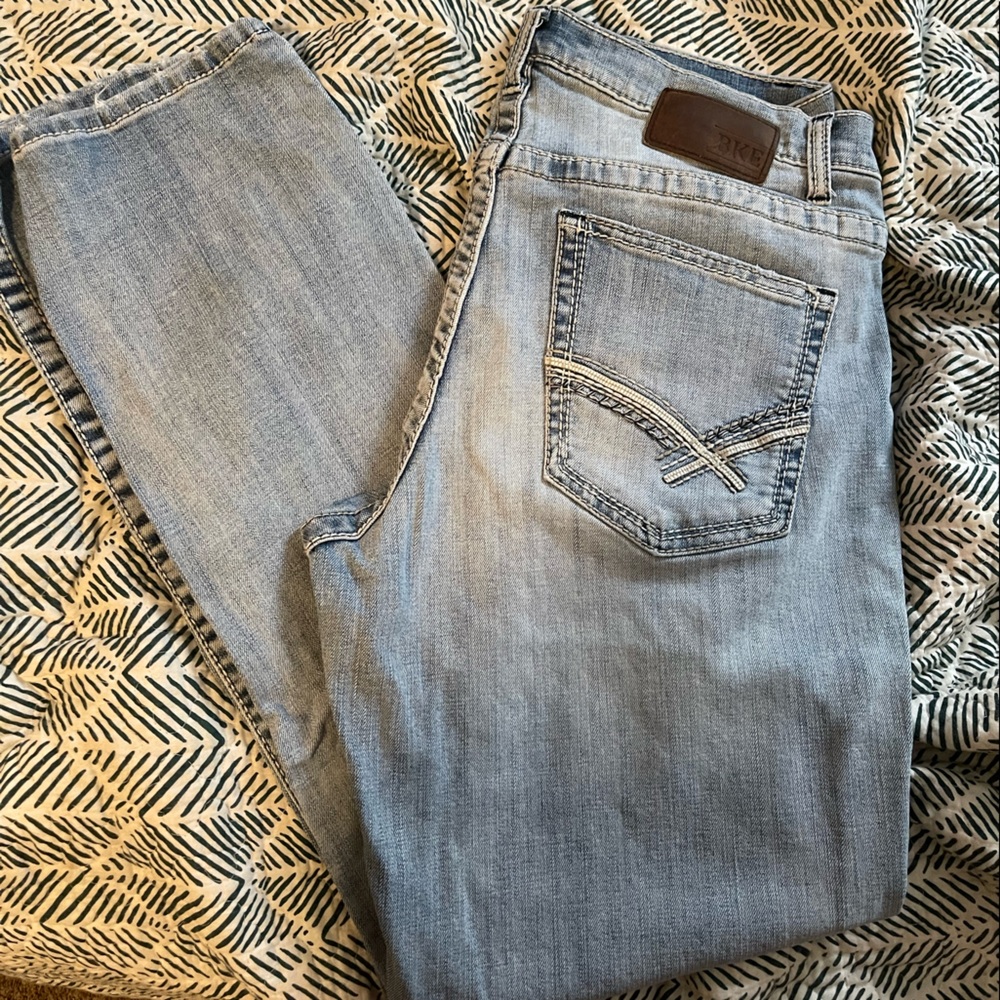 Bke jeans, never worn! Size 34 r, straight legged!